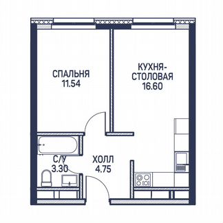 1-к квартира, 36.2 м², 3/22 эт.