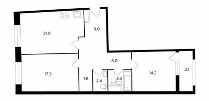 2-к квартира, 77.9 м², 9/13 эт.