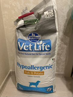 Корм Farmina VetLife Hipoallergenic Рыба Картофель