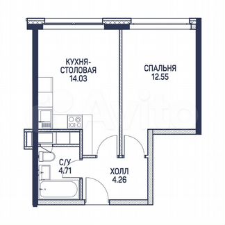 1-к апартаменты, 35.6 м², 3/22 эт.