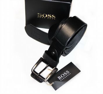 Мужской кожаный ремень -Boss- black lux